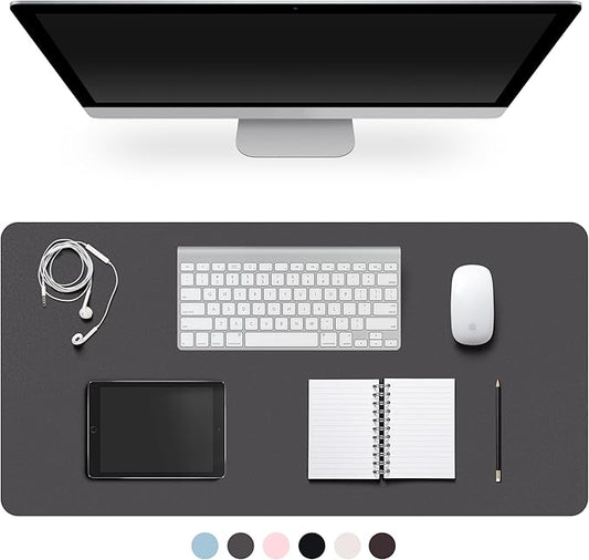 Leather Desk Pad Protector,Non-Slip Desk Pad,on-Slip PU Leather Large Mouse Pad,Easy Clean Desk Protecor Mat,Writing Pad for Office Work/Home/Decor(Dark Gray, 47.2" x 17")