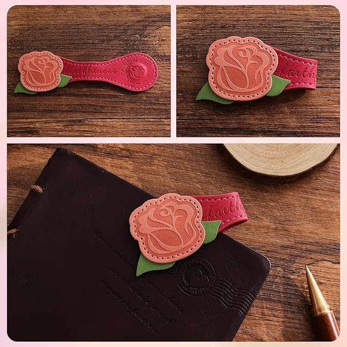 3 PCS Fruit of Spirit Magnetic Leather Bookmarks, Floral Patterns (Faithfulness Gentleness Temperance) of Galatians, Bible-Inspired Page Markers, Gift for Book Lovers, Students, Book Accessories