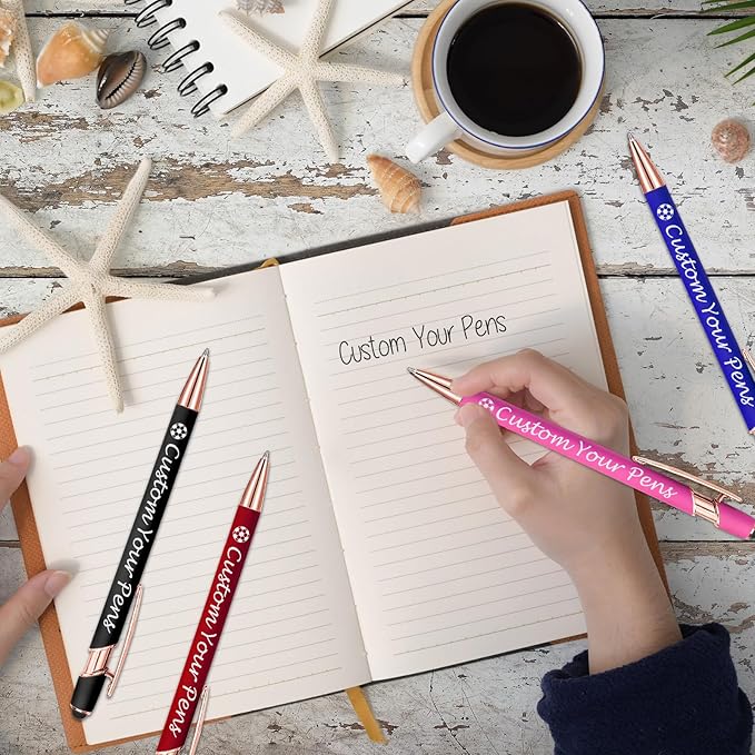 Amlion Personalized Custom Pens with Name Engraved Logo Text,30 Customized Writing Stylus Pen Promotional Item Gift for Men Women Office Business Wedding-Black