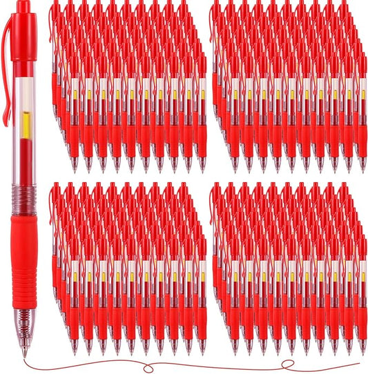 Jetec 250 Pcs Premium Gel Roller Pens Bulk, Fine Point 0.7 mm, Retractable Gel Ink Roller Ball Pens for Writing Journaling Taking Notes Office (Red)