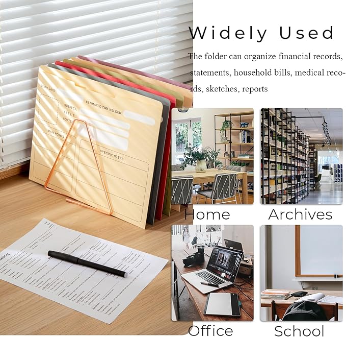 Y YOMA 6 Pack File Folder Jackets Letter Size Paper Pocket File Folder with Reinforced Straight-Cut Tab Pre-Printed Job Folders No Expansion Organizer for Office, Assorted Colors, Project Design