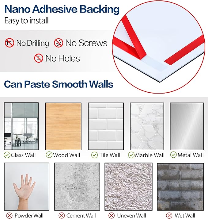 10Pack Acrylic Sign Holder 8.5" x 11" Wall Mount, Self Adhesive Magnetic Display Frame with Tape, Plastic Clear Acrylic Frame for Wall, Office, Store, Home