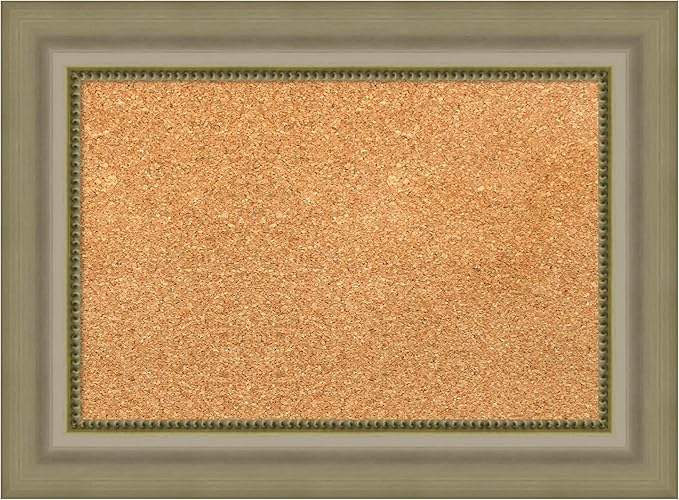 Amanti Art Natural Cork Board for Wall, 17x23 Vision Board with Silver Wood Frame, Small Corkboard Office Decor for Home Organization, Traditional Corkboard Pinboard to Display Items for Home