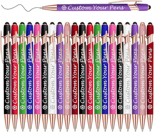 Amlion Personalized Custom Pens with Name Engraved Logo Text,20 Customized Writing Stylus Pen Promotional Item Gift for Men Women Office Business Wedding-Assorted