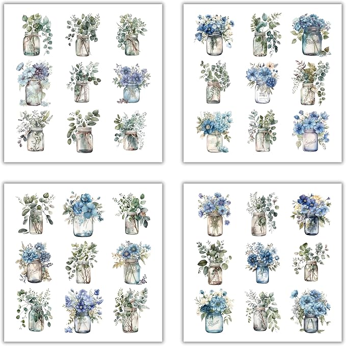 XERE 144 Pcs Mason Jar Four Seasons Sticker Book for Journaling Notebooks, Sketchbook, Bookmark Making, Junk Journal, Budget Planner, Scrapbook Art Supplies Stickers