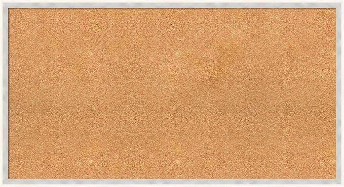Amanti Art Natural Cork Board for Wall, 19x35 Vision Board with White Frame, Large Corkboard Office Decor for Home Organization, Modern Corkboard Pinboard to Display Items for Home Organization in