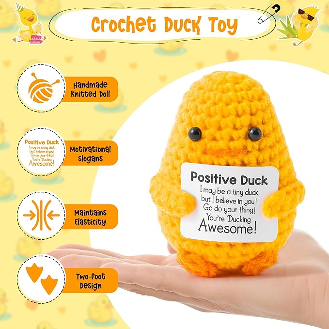 Ducks Gel Ink Pens - 10Pcs Happy Knitted Duck Stress Relief Stationery Set Little Yellow Duck Accessories Lovely Retractable Gel Pens Zipper Organizer Pen Pouch Kids' Birthday Party Favor Gift