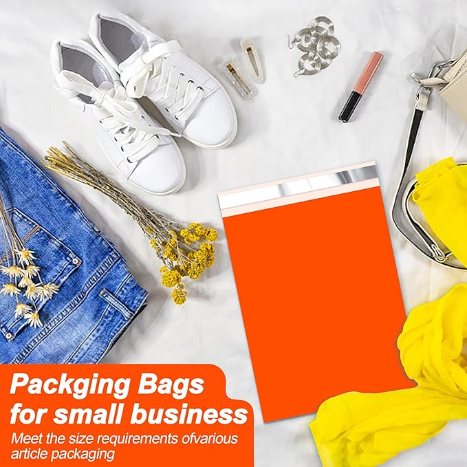 JinRuiKJ Thank You Poly Mailer 10x13 Inch 25 PCS, Shipping Bags for Clothing, Packaging Bags for Small Business, Strong Adhensive, Waterproof and Tear-Resistant Mailing Envelopes, Orange