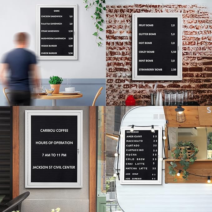 SWANCROWN Outdoor Lockable Letter Bulletin Board Shatter Resistant Display Cases Wall Mount Message Board with Swing Door,36x24 inches