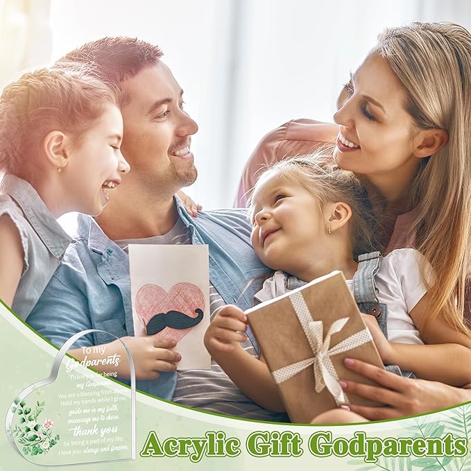 Yopyame Acrylic Heart Gift for Godparents - Godparents Gifts from Godchild for Women Men Thank You for Being My Godparent Acrylic Plaque Table Decor Birthday Christmas Keepsake Gift for Godparents