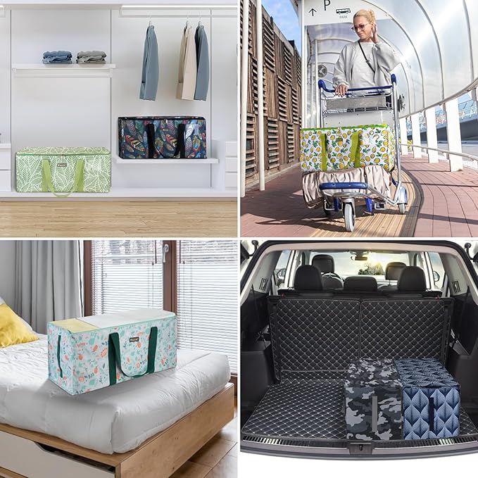 BALEINE Extra Large Storage Tote with Zippers & Carrying Handles, Heavy-Duty Oxford Fabric Moving Bags for Laundry, Space Saving, Storage, Grey Camouflage