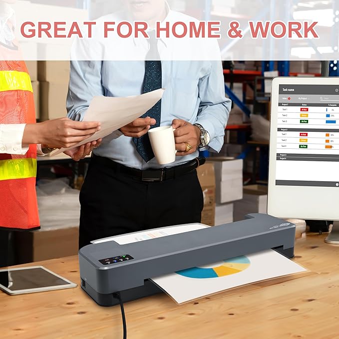 SINCHI 13-Inch Thermal Laminator & Foil Applicator, 3–10 Mil, 4-Roller Commercial Laminating Machine, 30s Warm-Up, Max. 40"/Min, Auto & Electrical Reverse Anti-Jam, Includes Laminating Sheets