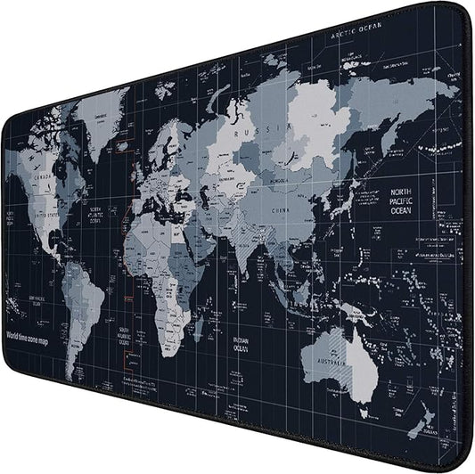 Large Extended Gaming Mouse Pad with Stitched Edges,(35.4X15.7In) Durable Non-Slip Natural Rubber Base, Waterproof Computer Keyboard Pad Mat for Esports Pros/Gamer/Desktop/Office/Home, Map