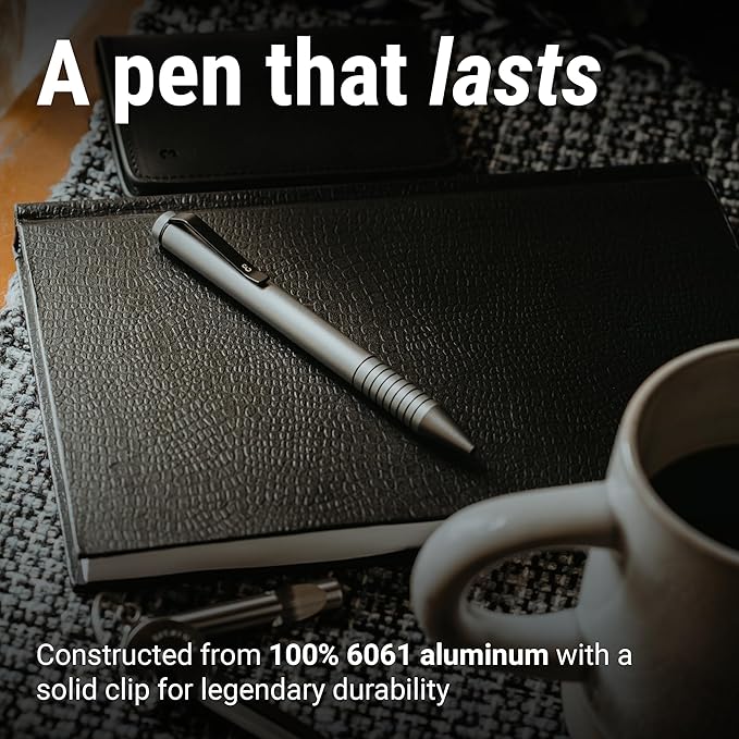 Everyman Grafton Mini Twist Refillable 0.7mm Ball Point Pen Gunmetal | Sleek Anodized Aluminum Pocket Pen with Grooved Grip | Smooth Writing EDC Ink Pen for Office, Travel, Work & Gifting