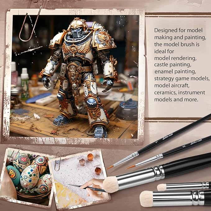 Drybrush Miniature Paint Brushes -10pcs Micro Detail Paint Brush Set, Small Fine Detail Brushes for Acrylics, Watercolors & Paint by Number, Figurine