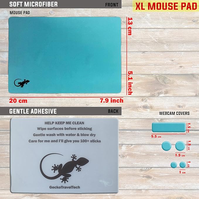 Mouse Pad Adhesive Bottom - Peel and Sticks to Any Surface - Travel Large Size - Portable (XL - Blue)