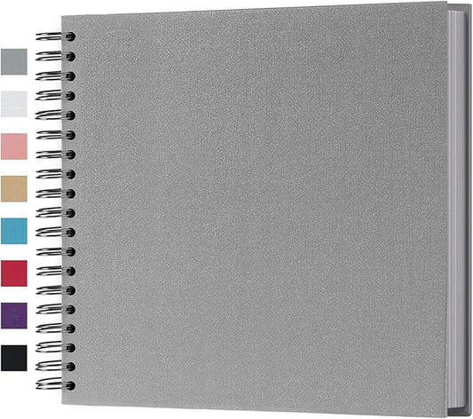 potricher 10 x 10 Inch DIY Scrapbook Photo Album 80 Pages Thick Kraft Blank Gray Paper Memory Book for Wedding and Anniversary Family (Gray, 10 Inch)