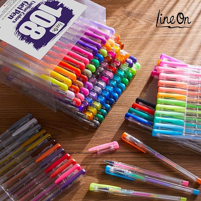 108 Colors Gel Pens Set, Gel Pens for Adult Coloring Books Journals Drawing Doodling Art Markers