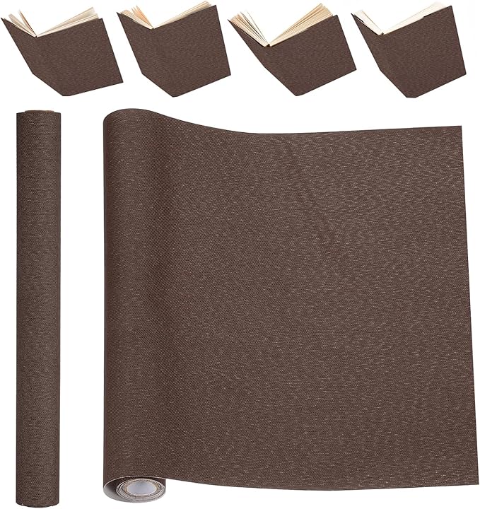 PATIKIL Book Binding Cloth, 51 x 11 Inches Book Cloth for Binding Repairing Fabric Surface Paper Backed Bookbinding Supplies, Dark Brown