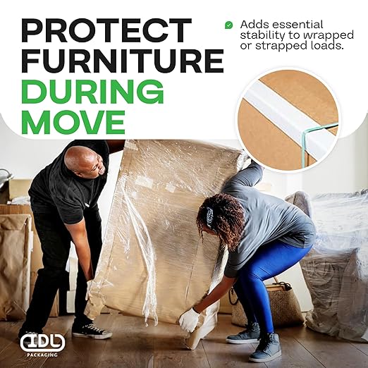 IDL Packaging Cardboard Edge Protector 2" x 2" x 9", Pack of 100 - V-Board Reinforced Cardboard Corners for Shipping - White Kraft Corner Protectors for Pallets - Recyclable and Eco-Friendly Material