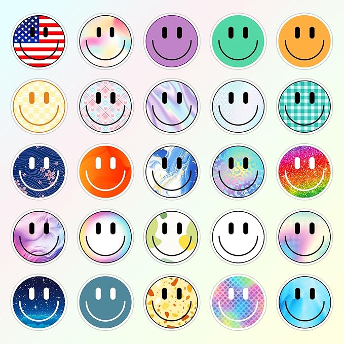 100PCS Smiling Face Stickers, Cute Water Bottle Stickers for Kids, for Teaching Rewards, Notebooks, Stationery, Luggage, Cartoon PVC Happy Sticker