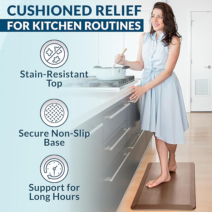 ComfiLife Anti Fatigue Floor Mat – 3/4 Inch Thick Kitchen Mats for Floor, Standing Desk Mat, Kitchen Rug – Comfort at Home, Office – Durable – Stain Resistant – Non-Slip Bottom (20" x 39", Beige)