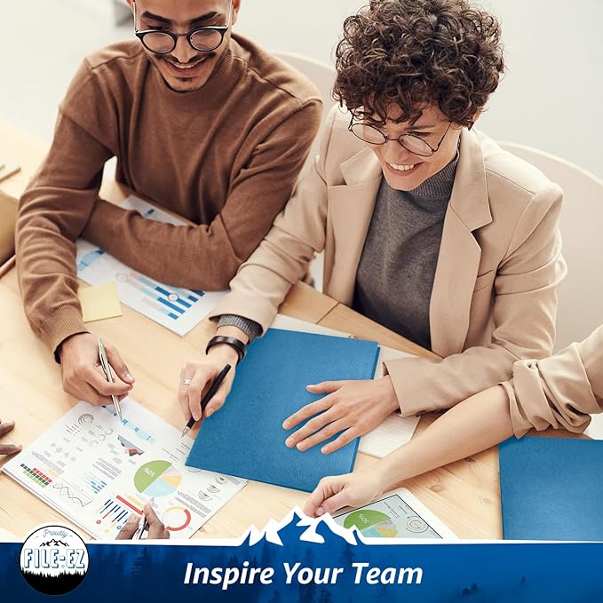 FILE-EZ Two-Pocket Folders, Light Blue, 125-Pack, Textured Paper, Letter Size (EZ-32420)