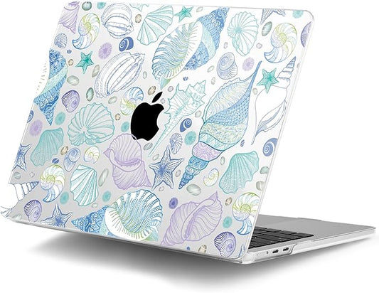 DONGKE Compatible with M4 MacBook Air 15 inch Case 2025-2023 A3241 A3114 A2941 M3 M2 Retina Display Touch ID, Plastic Hard Case & Keyboard Skin for MacBook Air 15" - Sea Shells