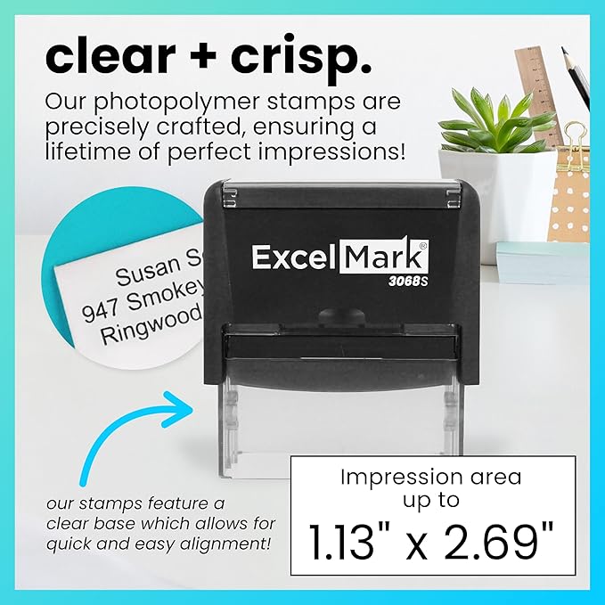 ExcelMark Custom Rubber Stamp – Clean & Easy Stamping – Personalized Self-Inking Stamp (Extra Large)