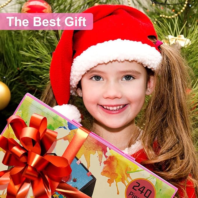 VigorFun Art Supplies, 240-Piece Drawing Art Kit, Gifts for Kids Girls Boys Teens, Art Set Crafts Case with Double Sided Trifold Easel, Includes Sketch Pads, Crayons, Colored Pencils (Pink)