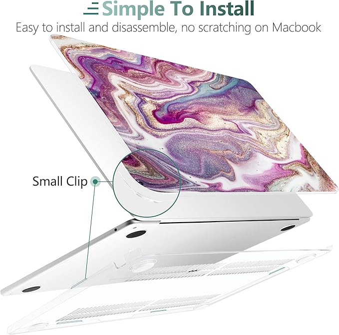 DONGKE Compatible with M4 MacBook Air 15 inch Case 2025-2023 A3241 A3114 A2941 M3 M2 Retina Display Touch ID, Plastic Hard Case & Keyboard Skin for MacBook Air 15" - Marbling Art