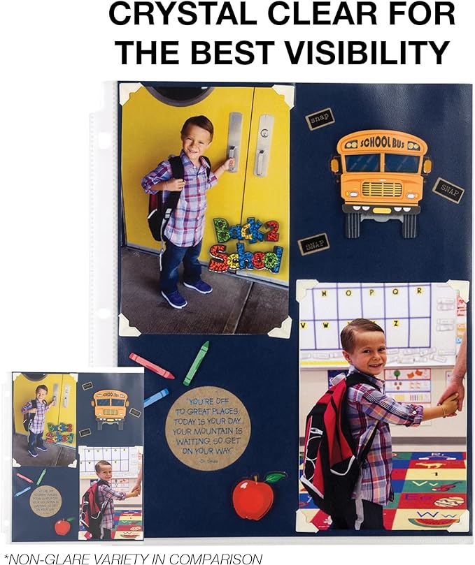 Samsill 200 Pack Sheet Protectors, 8.5x11 Inch Page Protectors for 3 Ring Binder, Standard Weight, Clear Protector, Letter Size, Top Loading, Acid Free