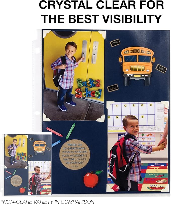 Samsill Mini Sheet Protectors 100 Pack, 5.5 x 8.5 Inch Page Protectors for Mini 3 Ring Binder, Clear Protector Sheets, 7 Hole, Top Loading, Acid Free