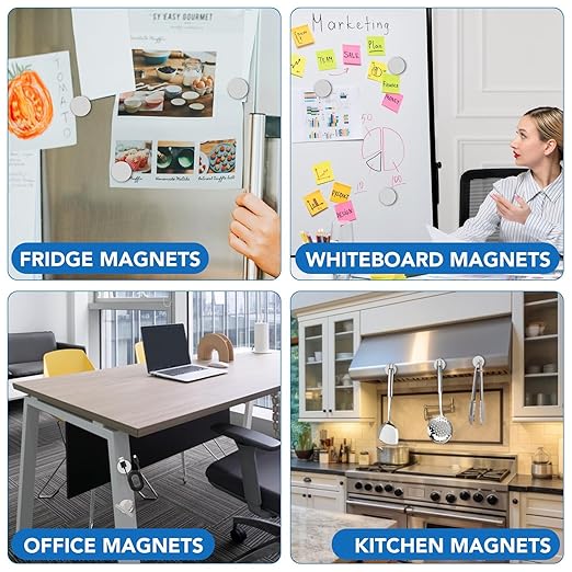 LOVIMAG Rare Earth Magnets, Strong Magnet for Whiteboard, Magnets with Adhesive Backing, Magnet for Refrigerator, Crafts, Office, Cabinet Door-6 Pack(1.26 in x 0.08 in)