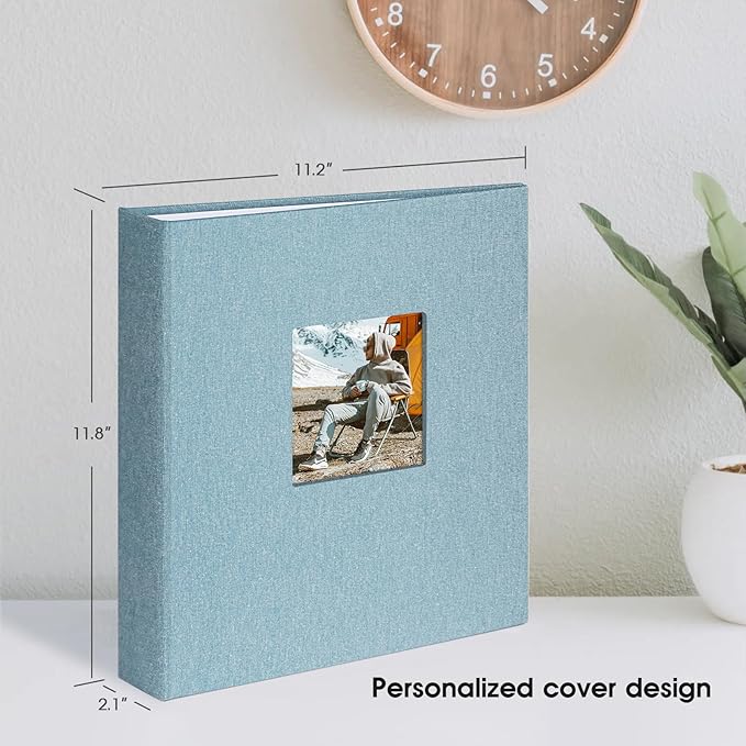 8.5x11 Inch Large 3 Ring DIY Scrapbook Photo Album with 30 Plastic Sleeves 60 Pages Blank Scrapbooks, 8.5 x 11 Scrap Book Albums for Baby Travel Wedding Graduation kids (Cyan Blue)