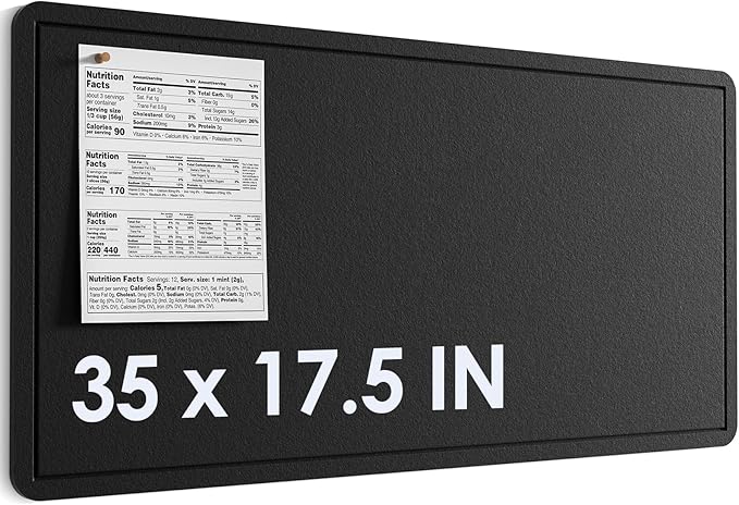 MaxGear Bulletin Board 35" x 17.5", Foldable Small Felt Board Vision Board Supplies, Cork Board for Office, Home, School, Pin Boards for Walls Decorative Picture Framed Display Board Black