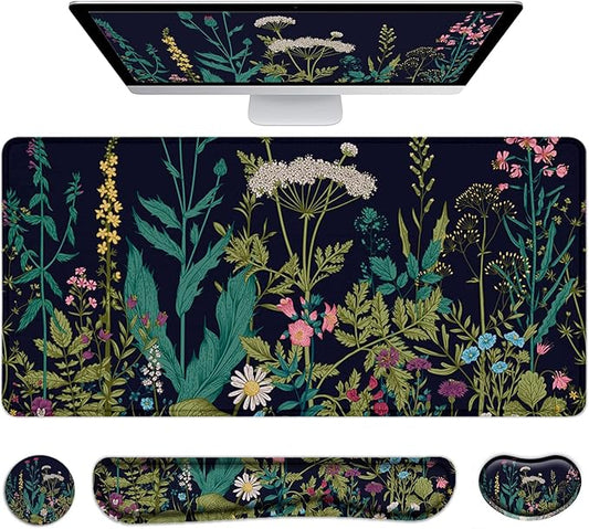 LATEEFAH Desk Mat, Mouse Pad with Wrist Rest, 4-in-1 Large Mouse Pads for Desk, Ergonomic Mouse Pad and Keyboard Wrist Rest Gaming Keyboard Mat for Office, Home