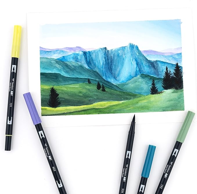 Tombow 56169 Dual Brush Pen Art Markers, Landscape, 10-Pack. Blendable, Brush and Fine Tip Markers