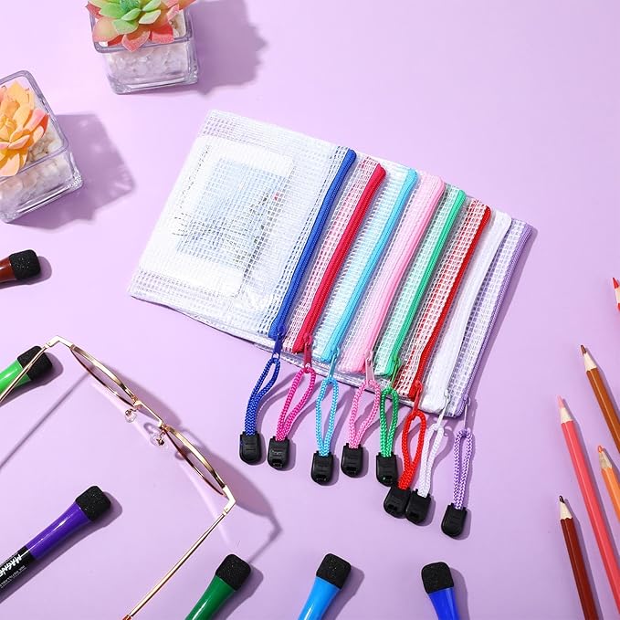 Jetec 32 Pcs Mesh Zipper Bags Toy Storage Bikini Organizer Bag Bolsas Para Guardar Trajes De Baño Waterproof Zipper Reusable Pouch Puzzle Multipurpose for Storage Office(Classic Color,5.1 x 4.1 Inch)