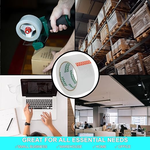 Clear Packing Tape (6 Rolls) Industrial 2 Mil - 2 inch x 110 Yards Refill for Packing, Shipping, Sealing Moving Boxes
