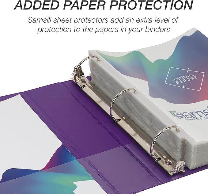 Samsill Durable 2 inch 3 Ring Binder, Made in USA, D Ring Binder, FSC 100% Recycled Chipboard, Purple, 4 Pack