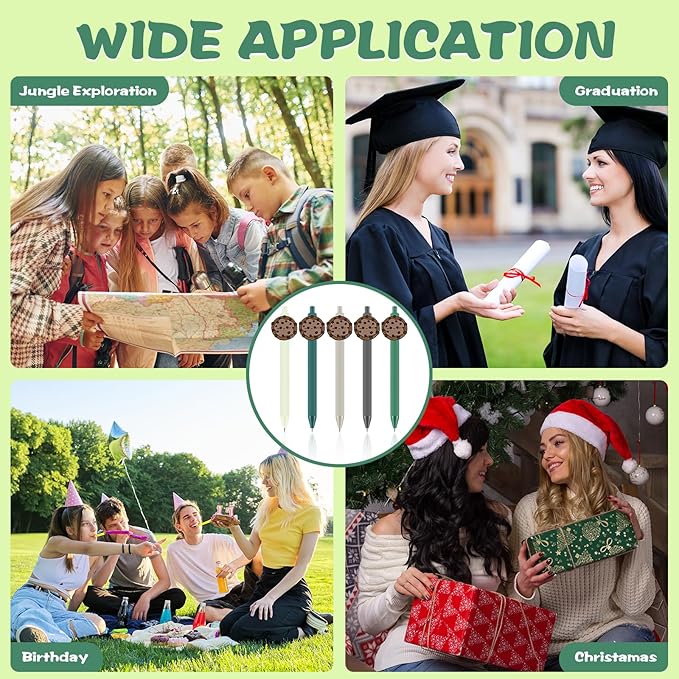 30 Pcs Scout Cookie Ballpoint Pen Bulk Retractable Writing 1. 0 mm Medium Point Black Ink Green Fancy Gift for Friend Troop Scout Leader Cookie Lover Gift Party Favor School Supplies