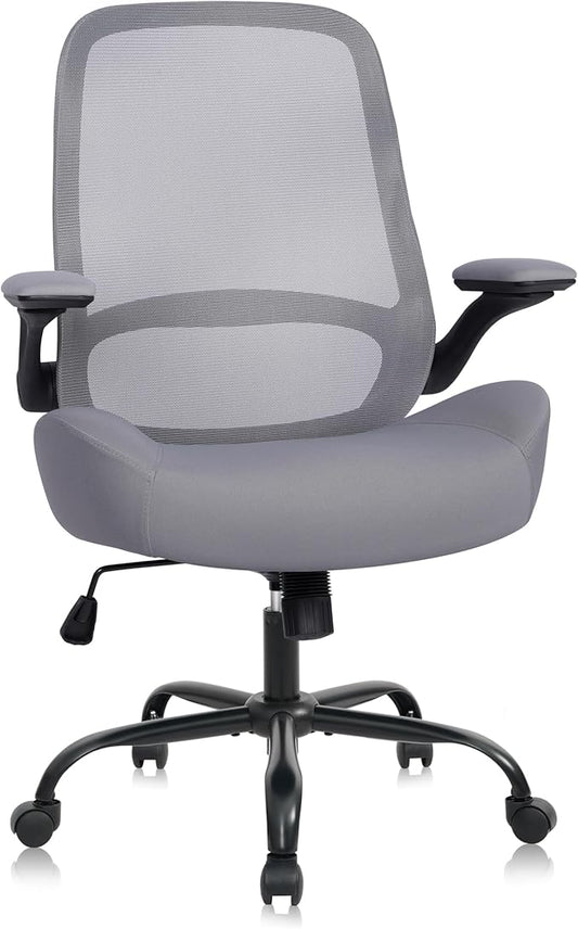 HYLONE Heavy Duty Office Chair, 5" Thickened Seat Ergonomic Desk Chair with Adjustable Armrests, Home Office Computer Chairs for Long Hours Mesh Executive Chair(Dark Grey)