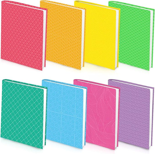 Feela 8 Pack Stretchable Jumbo Fabric Book Covers, Solid Colors, Washable Durable Reusable Nylon Covers for Hardcover Textbooks & Notebooks up to 9'x11'
