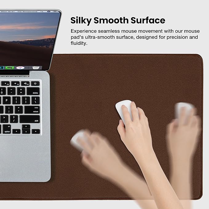 ALOANES Waterproof Mouse Pad with Durable Stitched Edge, XXXL Gaming Keyboard Pad, Non-Slip Rubber Base Mouse Mat, Extended Desk pad for Gamer, Office & Home, Brown Mousepad 35.4''x 15.7''x 0.12''