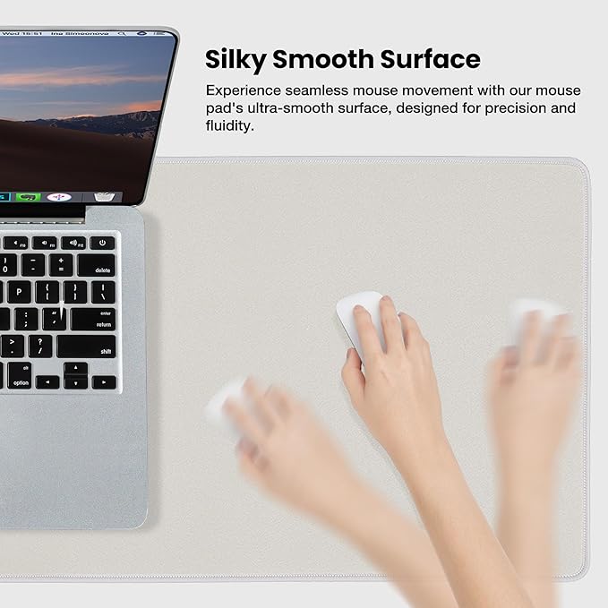 ALOANES Waterproof Mouse Pad with Durable Stitched Edge, XL Gaming Keyboard Pad, Non-Slip Rubber Base Mouse Mat, Extended Desk pad for Gamer, Office & Home, Beige Mousepad 31.5''x 11.8''x 0.12''