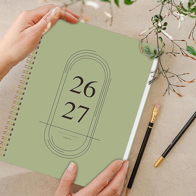 Monthly Planner 2026-2027 - 2 Year Monthly Planner Calendar 2026-2027, Jan. 2026 - Dec. 2027, 7.3" * 9.5", 24 Months Calendar Planner with Note Pages, for Office, School Home Planning - Green