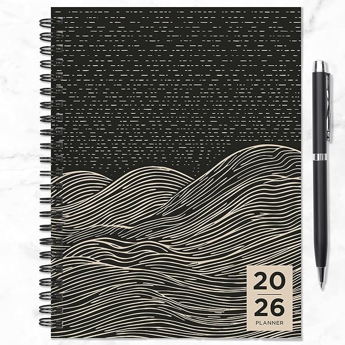 TF Publishing 2026 Rolling Waves Medium Weekly Monthly Planner with 12-Month Calendar Grid, Goals and Task Trackers - Weekly Schedule Planner with Priority List Section and Stickers - 6.5in x 8in