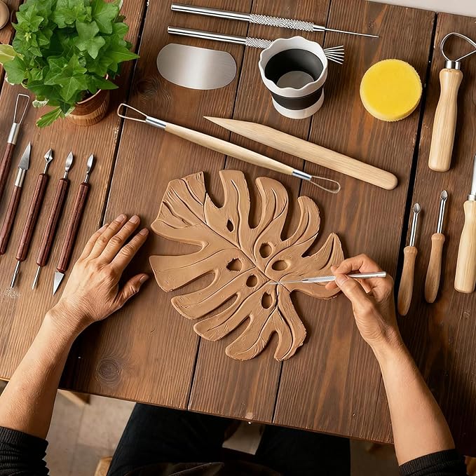 Clay Tools, 19 PCS Pottery Tools, Sculpting Tool for Pottery for Ceramic Craft, Carving, Drawing, Shaping