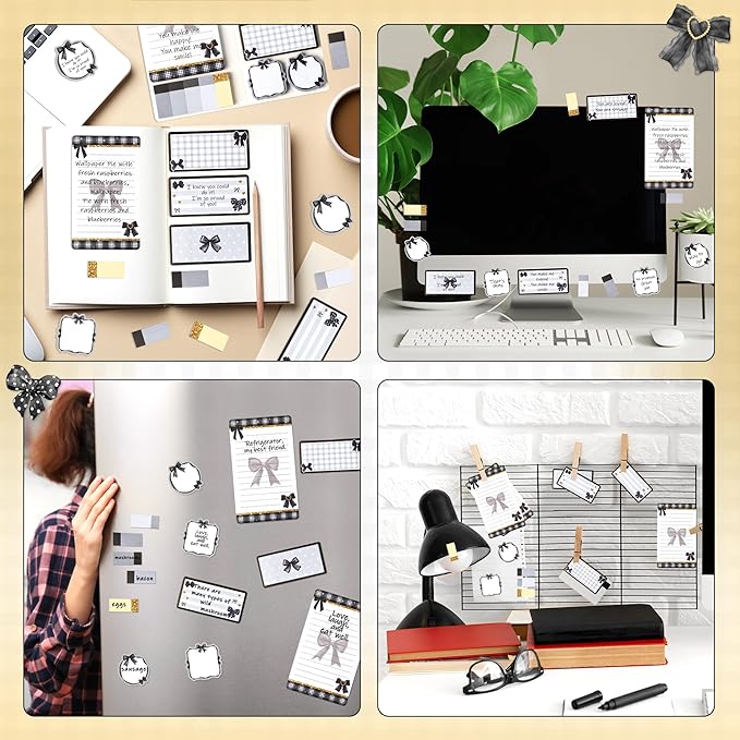 Xqumoi Coquette Black Bow Sticky Notes Set - I’m Just A Girl Self-Stick Note Pads Bowknot Notepads Writing Memo Pad Page Marker Bookmarker Preppy Girly Stuff Back to School Office Supplies Gift